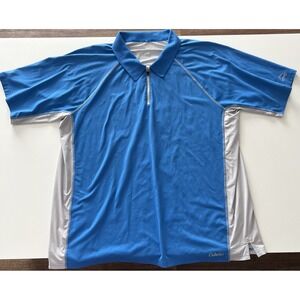Cabela's Mens Size 2XL Blue Short Sleeve Polo Extreme Performance Gear XPG Zip